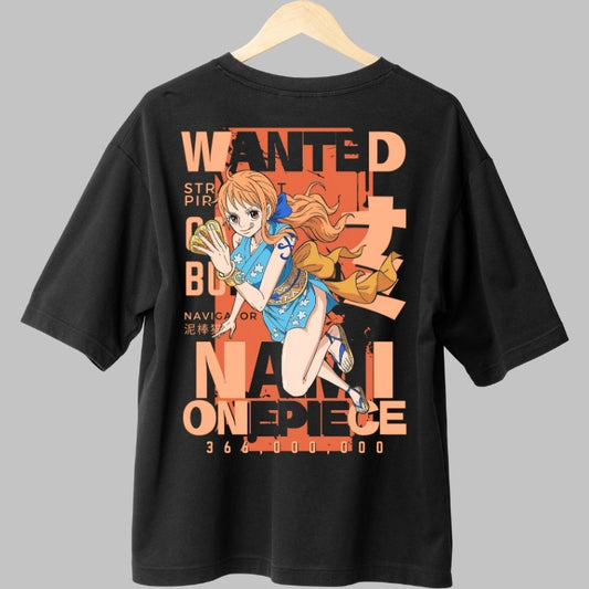 Tricou Anime One Piece - Nami Wanted Navigator Style spate