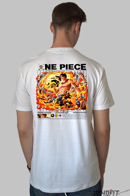 Tricou Anime One Piece - Portgas D. Ace Flacara Infernala barbat alb