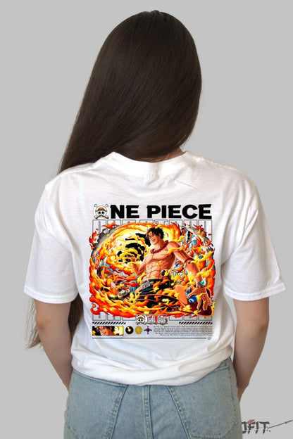 Tricou Anime One Piece - Portgas D. Ace Flacara Infernala dama alb