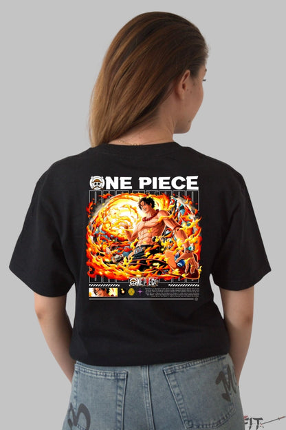 Tricou Anime One Piece - Portgas D. Ace Flacara Infernala dama negru