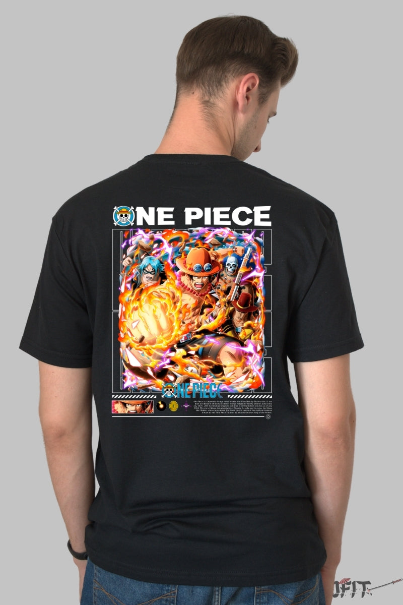 Tricou Anime One Piece - Portgas D. Ace Flacara Legendara barbat negru