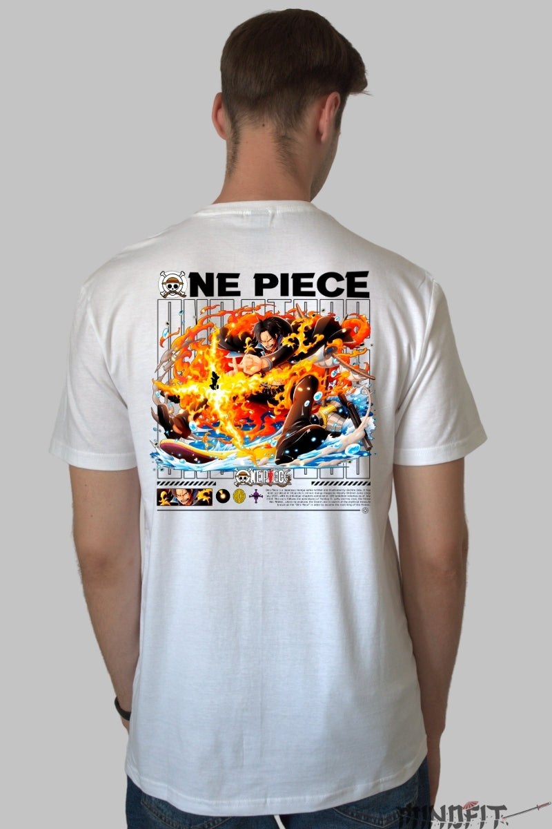 Tricou Anime One Piece - Portgas D. Ace Flacara si Viteza barbat alb