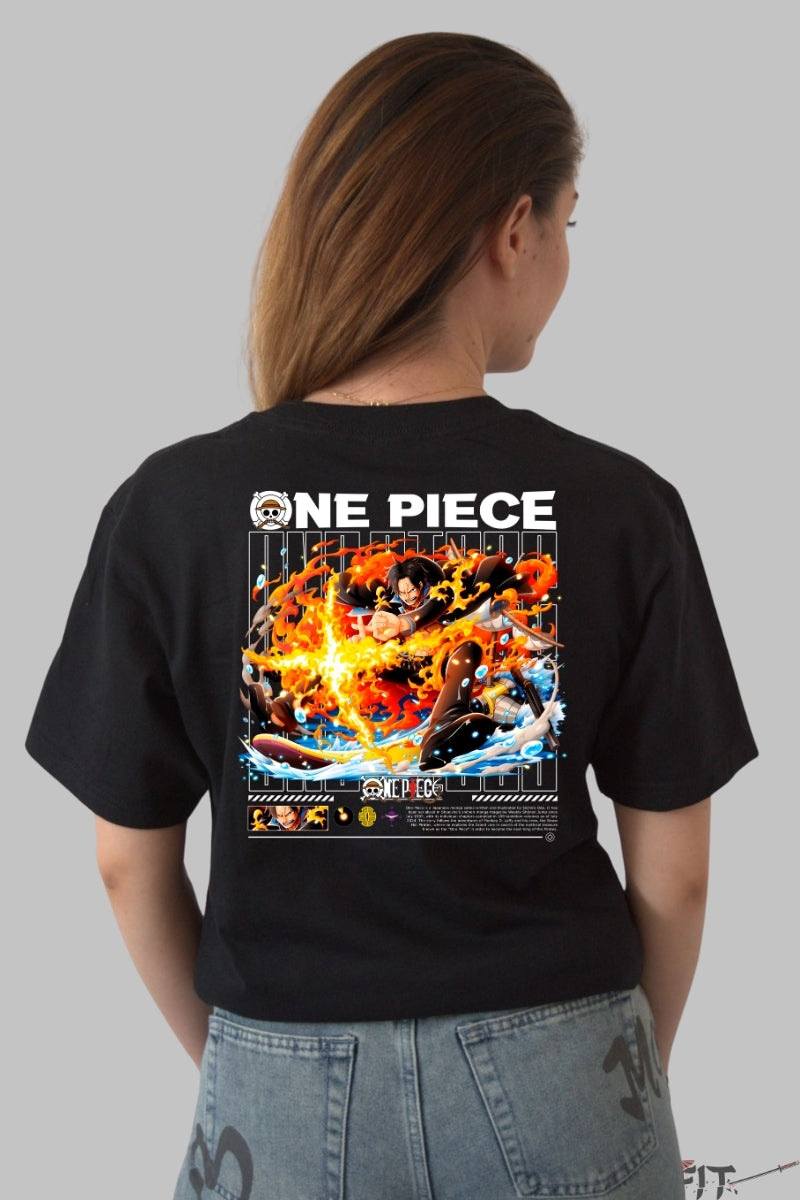 Tricou Anime One Piece - Portgas D. Ace Flacara si Viteza dama negru