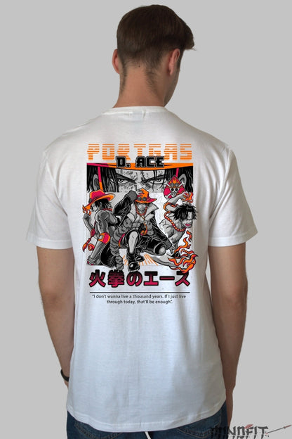 Tricou Anime One Piece - Portgas D. Ace Flame Legacy barbat alb