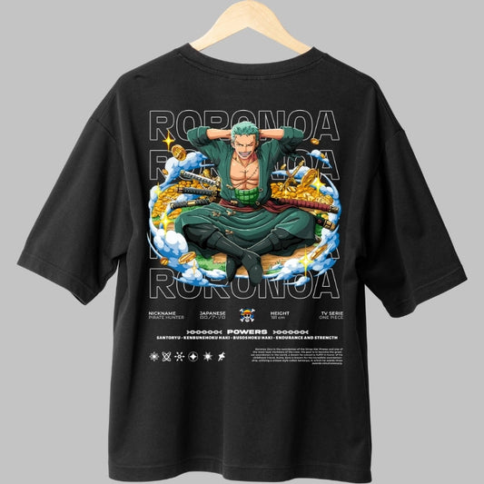 Tricou Anime One Piece - Roronoa Zoro Comori si Spirit de Lup spate