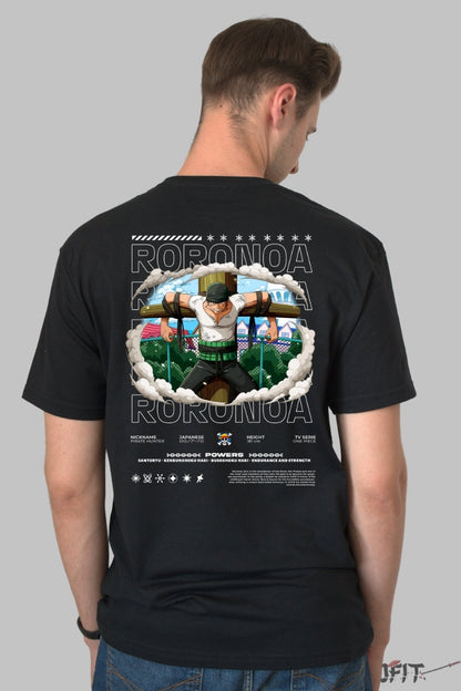 Tricou Anime One Piece - Roronoa Zoro Crucificat barbat negru
