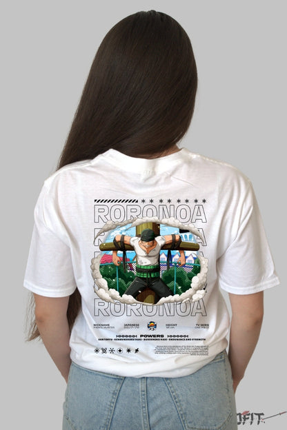 Tricou Anime One Piece - Roronoa Zoro Crucificat dama alb