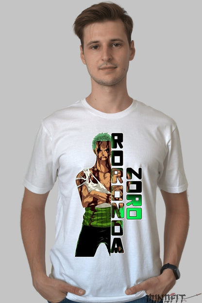 Tricou Anime One Piece - Roronoa Zoro Determinare de Fier barbat alb