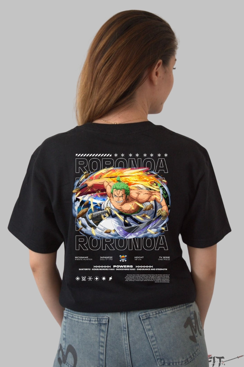 Tricou Anime One Piece - Roronoa Zoro Full Power Slash dama negru