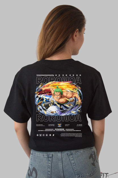 Tricou Anime One Piece - Roronoa Zoro Full Power Slash dama negru