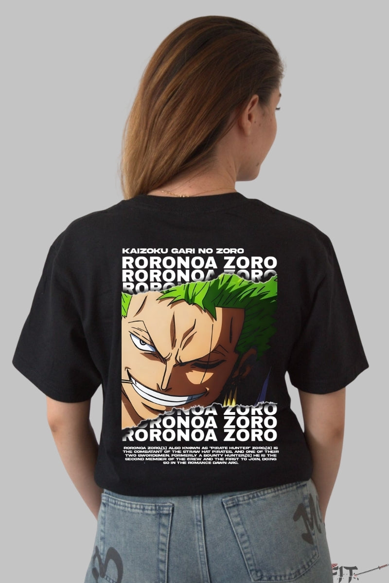 Tricou Anime One Piece - Roronoa Zoro Piratul Vanator dama negru