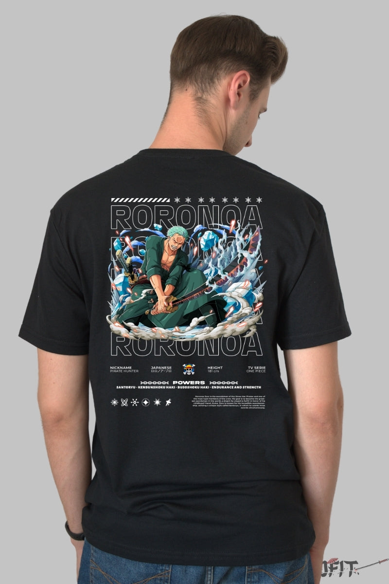Tricou Anime One Piece - Roronoa Zoro Sabie Demonica barbat negru