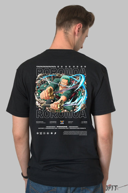 Tricou Anime One Piece - Roronoa Zoro Sabie Tripla in Actiune barbat negru