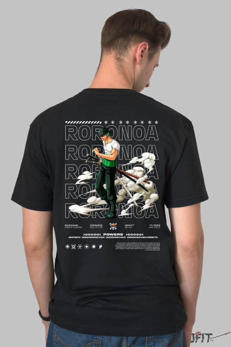 Tricou Anime One Piece - Roronoa Zoro Santoryu Aura barbat negru