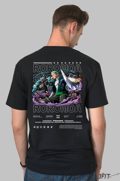 Tricou Anime One Piece - Roronoa Zoro Santoryu Legend barbat negru