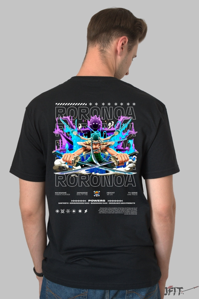 Tricou Anime One Piece - Roronoa Zoro Santoryu Legend barbat negru