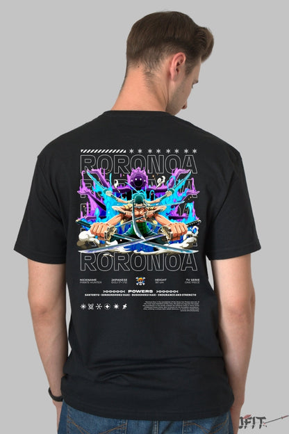 Tricou Anime One Piece - Roronoa Zoro Santoryu Legend barbat negru