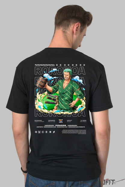 Tricou Anime One Piece - Roronoa Zoro Santoryu Power barbat negru