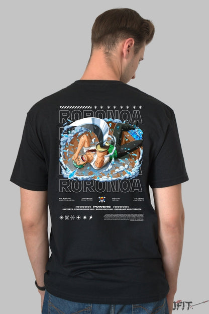 Tricou Anime One Piece - Roronoa Zoro Santoryu Power barbat negru