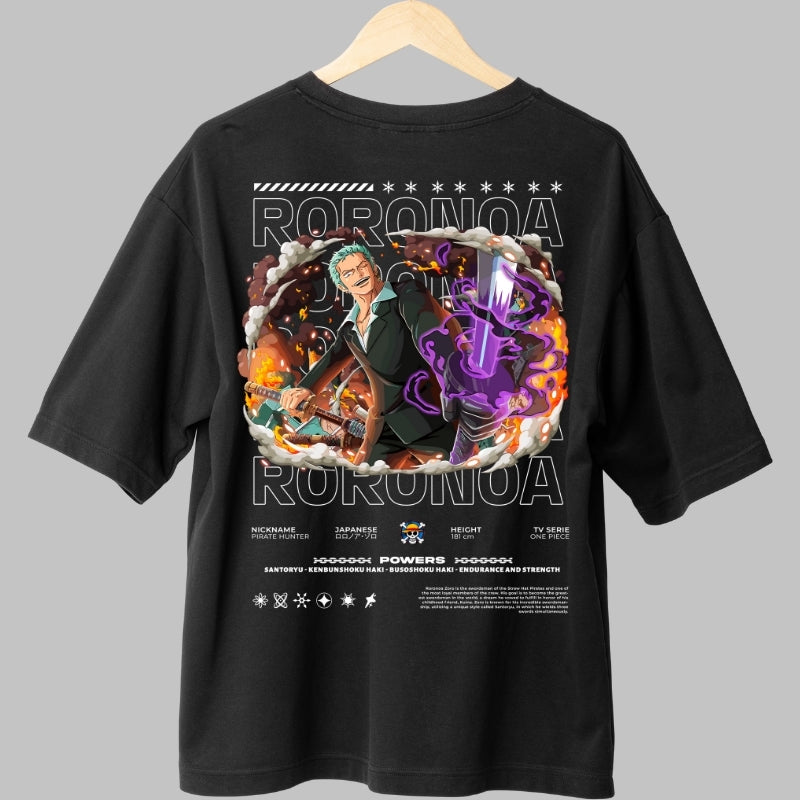Tricou Anime One Piece - Roronoa Zoro Santoryu Power spate