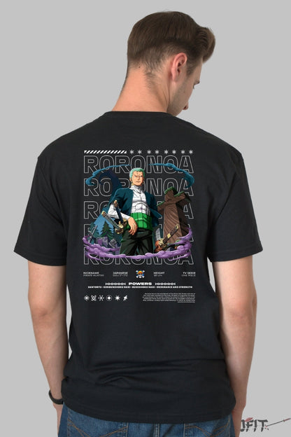 Tricou Anime One Piece - Roronoa Zoro Santoryu Power barbat negru