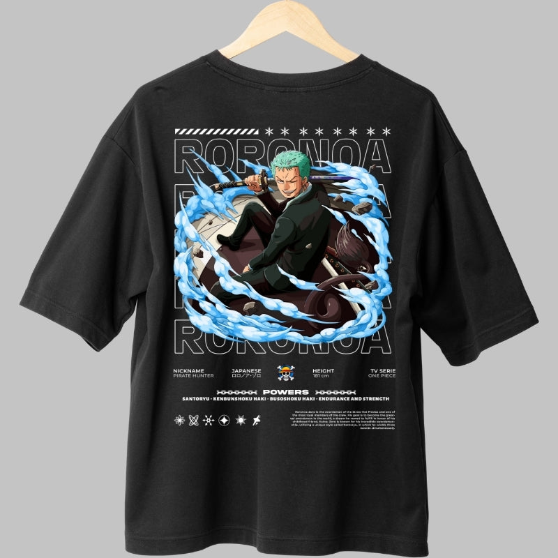 Tricou Anime One Piece - Roronoa Zoro Santoryu Power spate