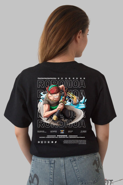 Tricou Anime One Piece - Roronoa Zoro Santoryu Power dama negru