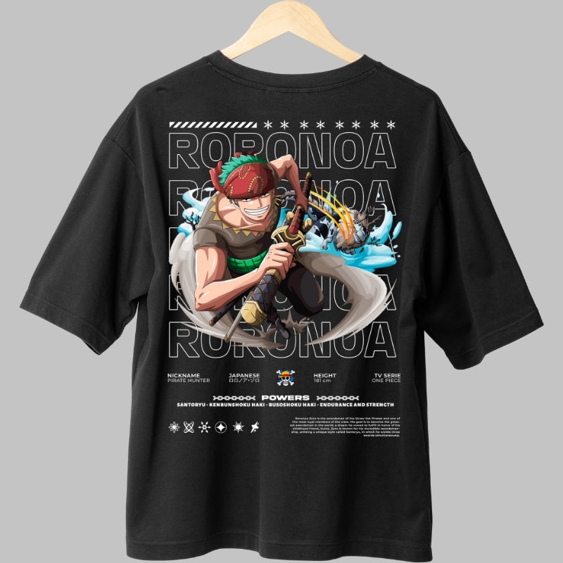 Tricou Anime One Piece - Roronoa Zoro Santoryu Power spate