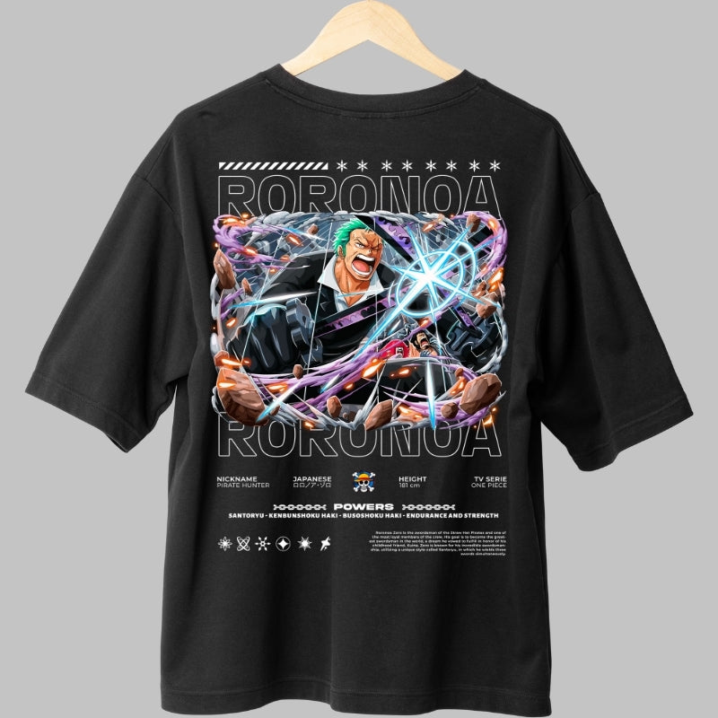 Tricou Anime One Piece - Roronoa Zoro Santoryu Power spate