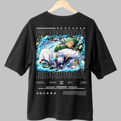 Tricou Anime One Piece - Roronoa Zoro Santoryu Slash spate
