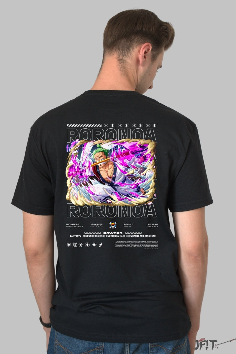Tricou Anime One Piece - Roronoa Zoro Santoryu Storm barbat negru