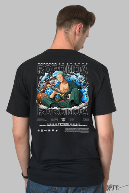 Tricou Anime One Piece - Roronoa Zoro Santoryu Strike barbat negru