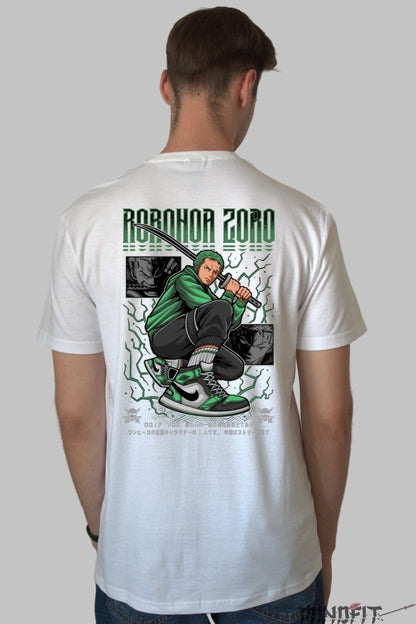 Tricou Anime One Piece - Roronoa Zoro Street Energy barbat alb