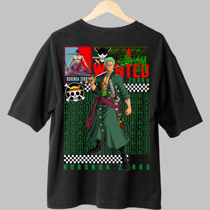 Tricou Anime One Piece - Roronoa Zoro Wanted Style spate