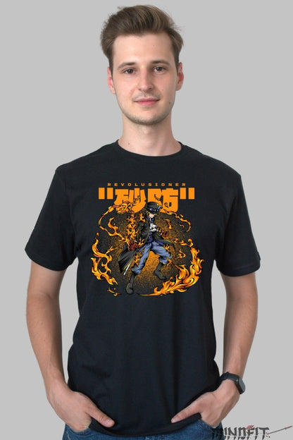 Tricou Anime One Piece - Sabo Flacari Revolutionare barbat negru