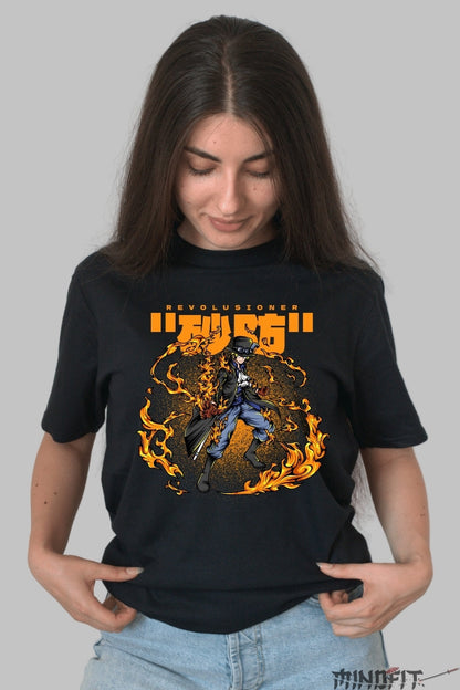Tricou Anime One Piece - Sabo Flacari Revolutionare dama negru