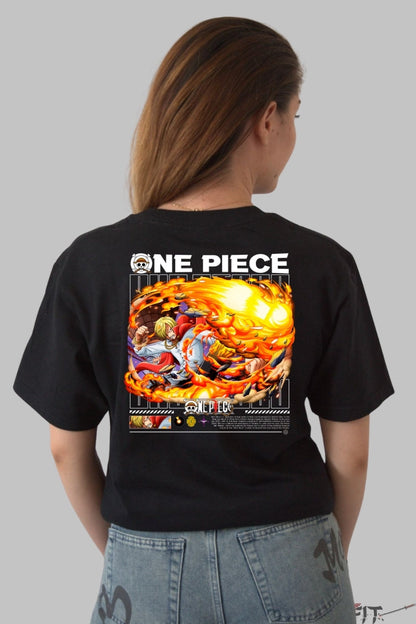 Tricou Anime One Piece - Sanji Diavolul de Foc dama negru