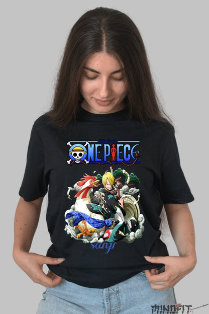 Tricou Anime One Piece - Sanji Dragon Power dama negru