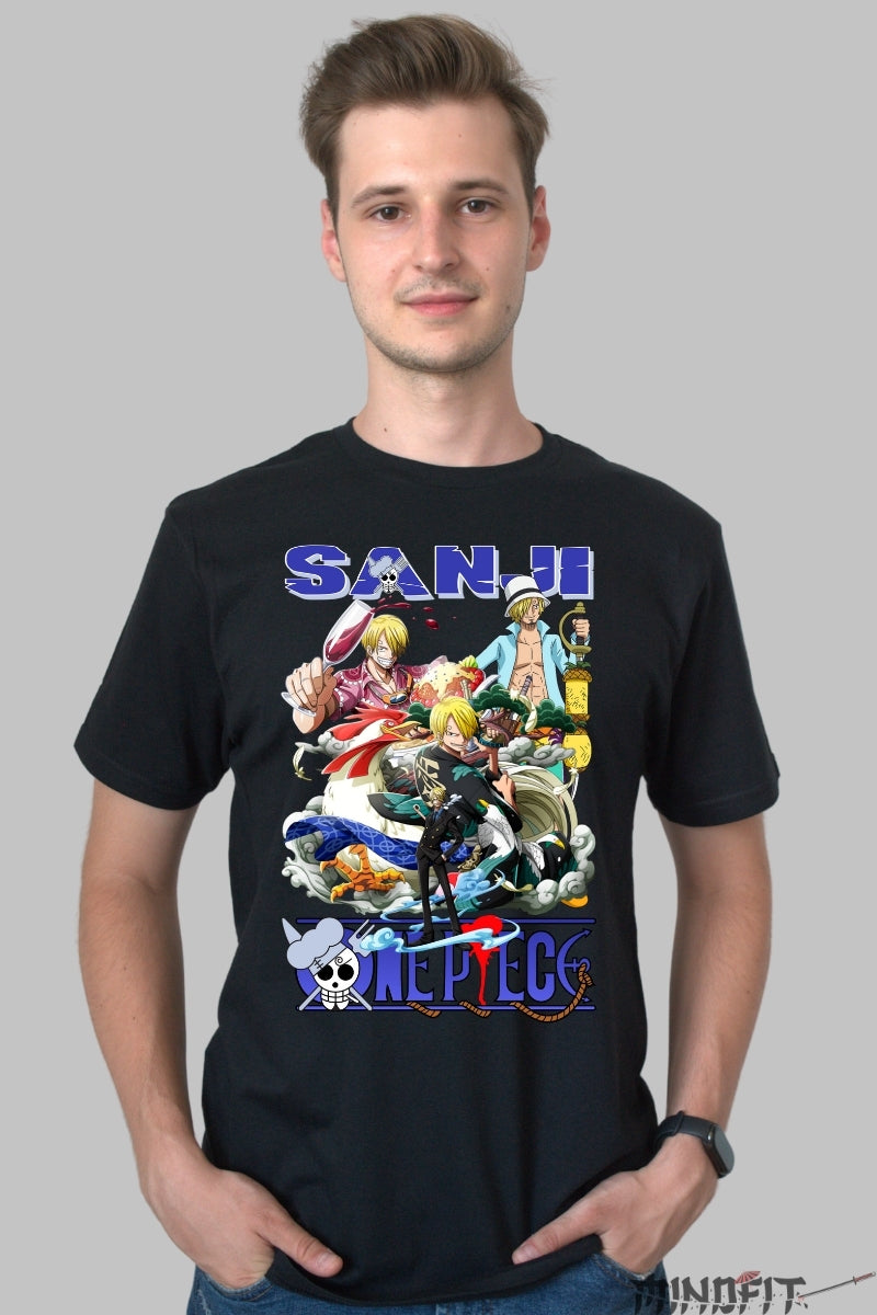 Tricou Anime One Piece - Sanji Versatile Power barbat negru