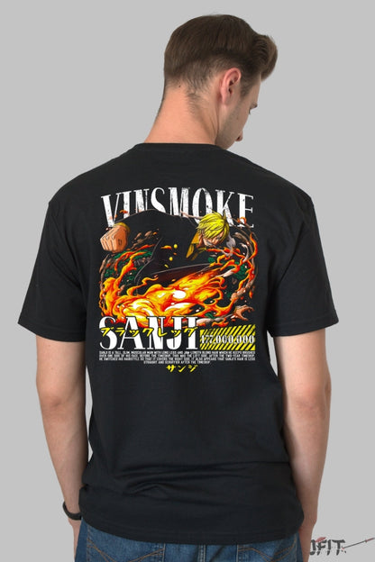 Tricou Anime One Piece - Sanji Vinsmoke Flare Kick barbat negru
