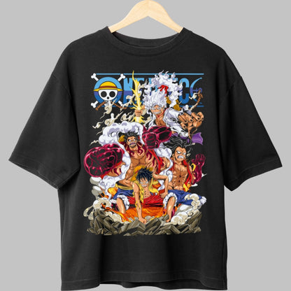 Tricou Anime One Piece - Toate Formele lui Luffy Gear fata