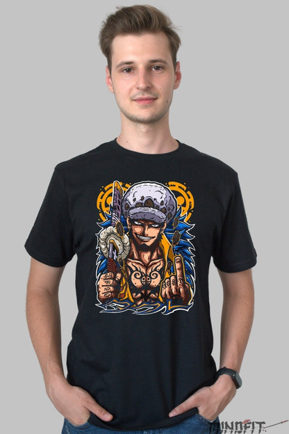 Tricou Anime One Piece - Trafalgar Law Energia Rebelului barbat negru