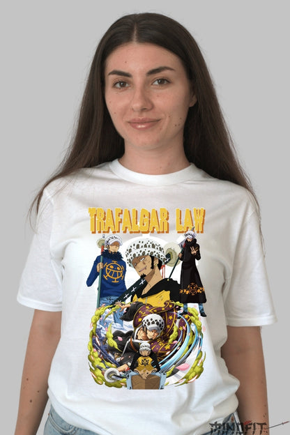 Tricou Anime One Piece - Trafalgar Law Room Power dama alb