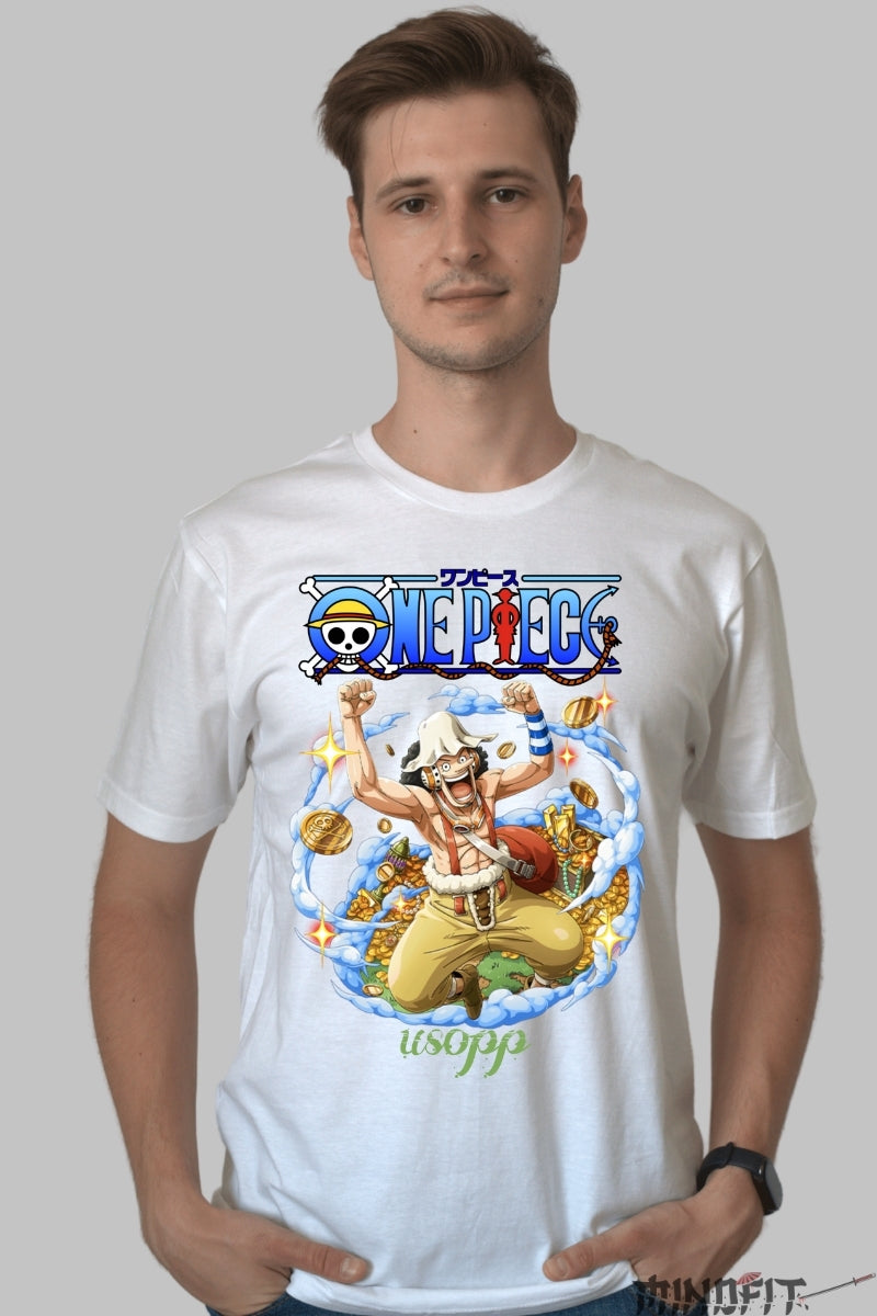 Tricou Anime One Piece - Usopp Aventurierul Legendar barbat alb
