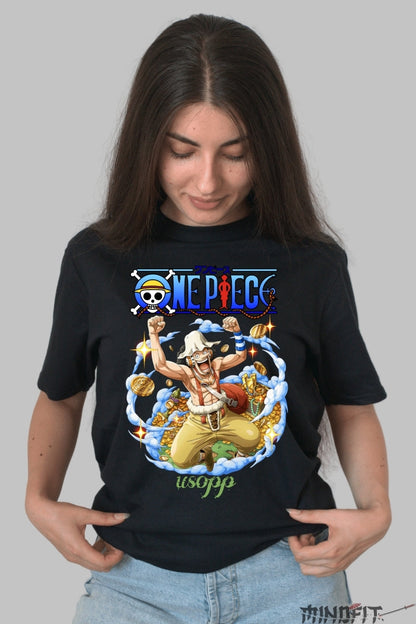 Tricou Anime One Piece - Usopp Aventurierul Legendar dama negru