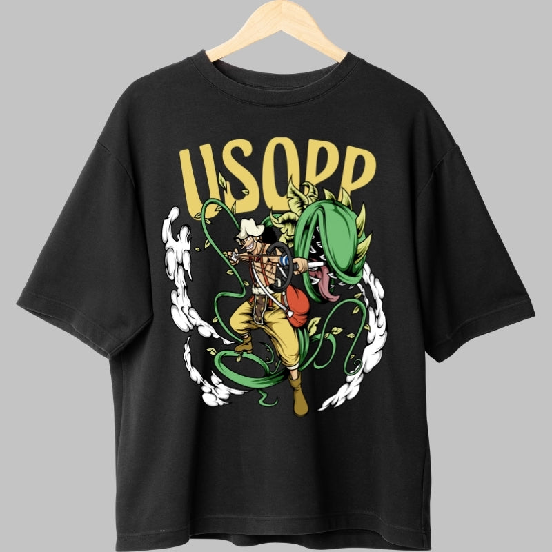 Tricou Anime One Piece - Usopp si Lupta cu Planta Monstru fata