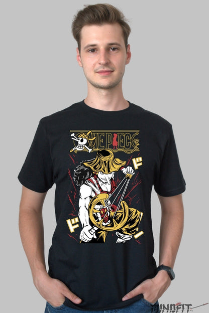 Tricou Anime One Piece - Usopp Sniper King Impact barbat negru
