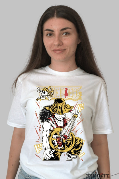 Tricou Anime One Piece - Usopp Sniper King Impact dama alb