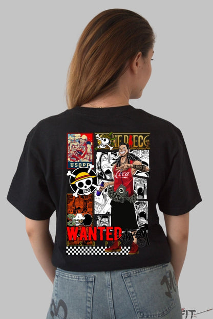 Tricou Anime One Piece - Usopp Wanted Style dama negru