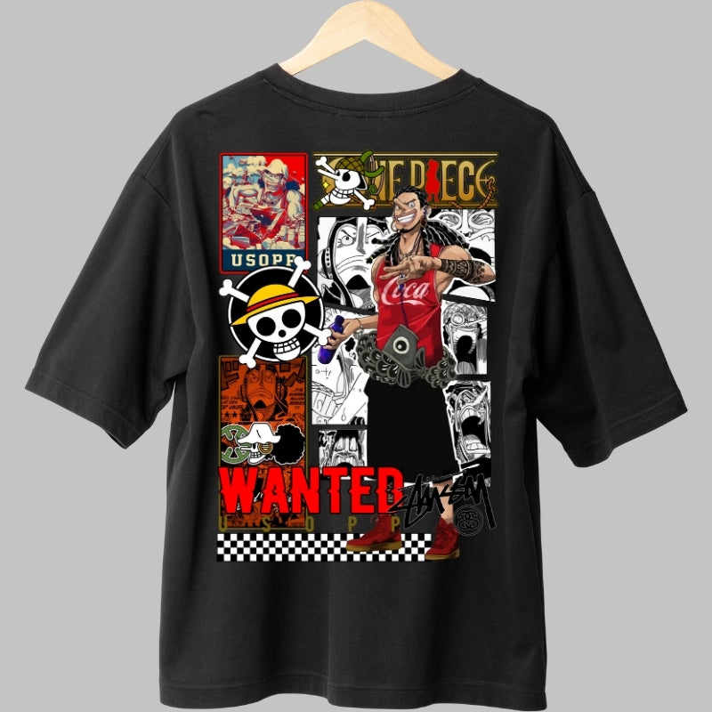 Tricou Anime One Piece - Usopp Wanted Style spate